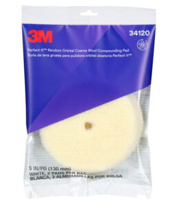 3M Perfect-It (2 Pack) Random Orbital White Coarse-Grade Wool Compounding Pad 5" 34120